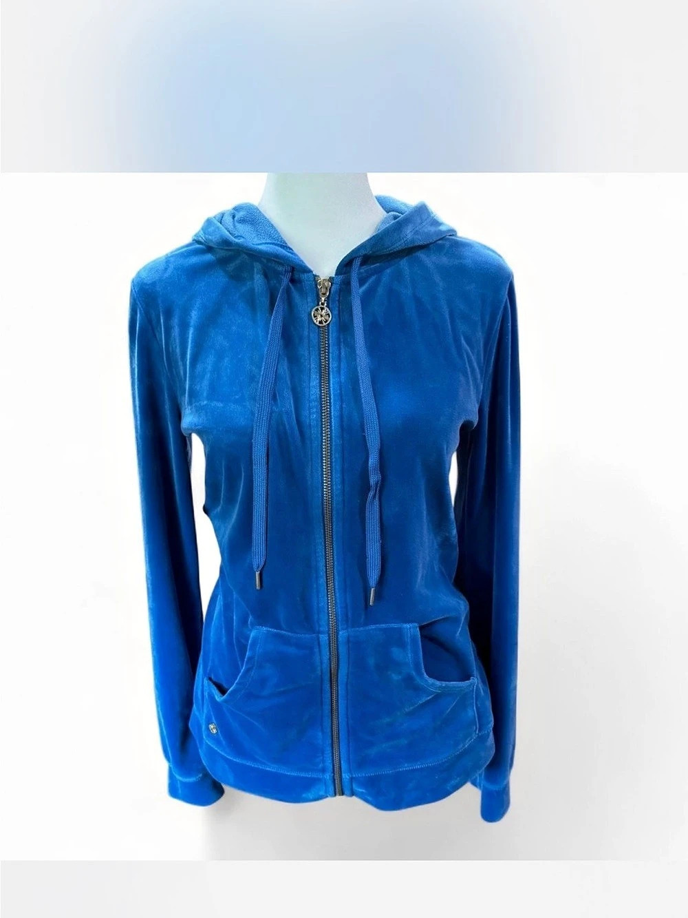 Lilly Pulitzer Velour Zip Hoodie in Blue Small